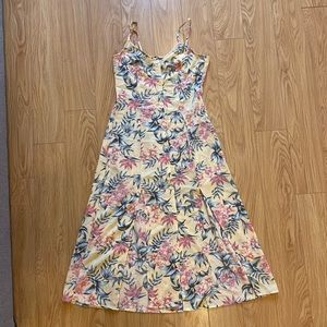 H&M Divided midi dress. Yellow patterned. Size UK 10